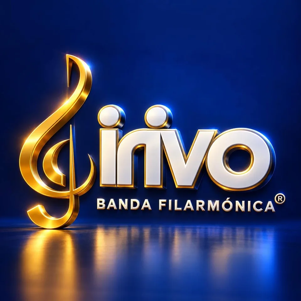Logótipo da Banda Filarmónica de Irivo: clave de sol dourada e a palavra Irivo